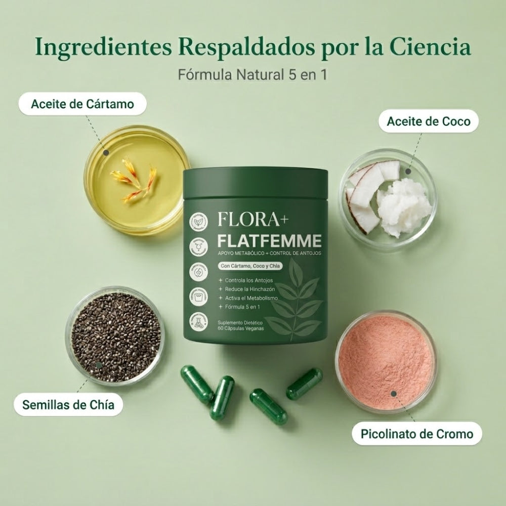 FlatFemme+ Metabolismo Activo | Combate la hinchazón & Recupera tu vientre plano.