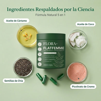 FlatFemme+ Metabolismo Activo | Combate la hinchazón & Recupera tu vientre plano.